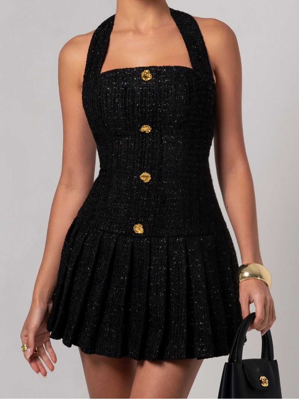 Heiress Beverly Hills Women's Tweed Flare Mini Dress in Black - Size M
